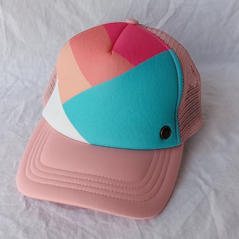 ZYIA Active Women's Colorblock Trucker Hat Pink Blue
